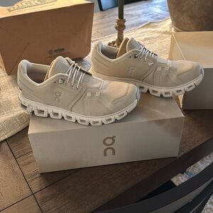 On Running Cream Sneakers with Unique Pod Sole